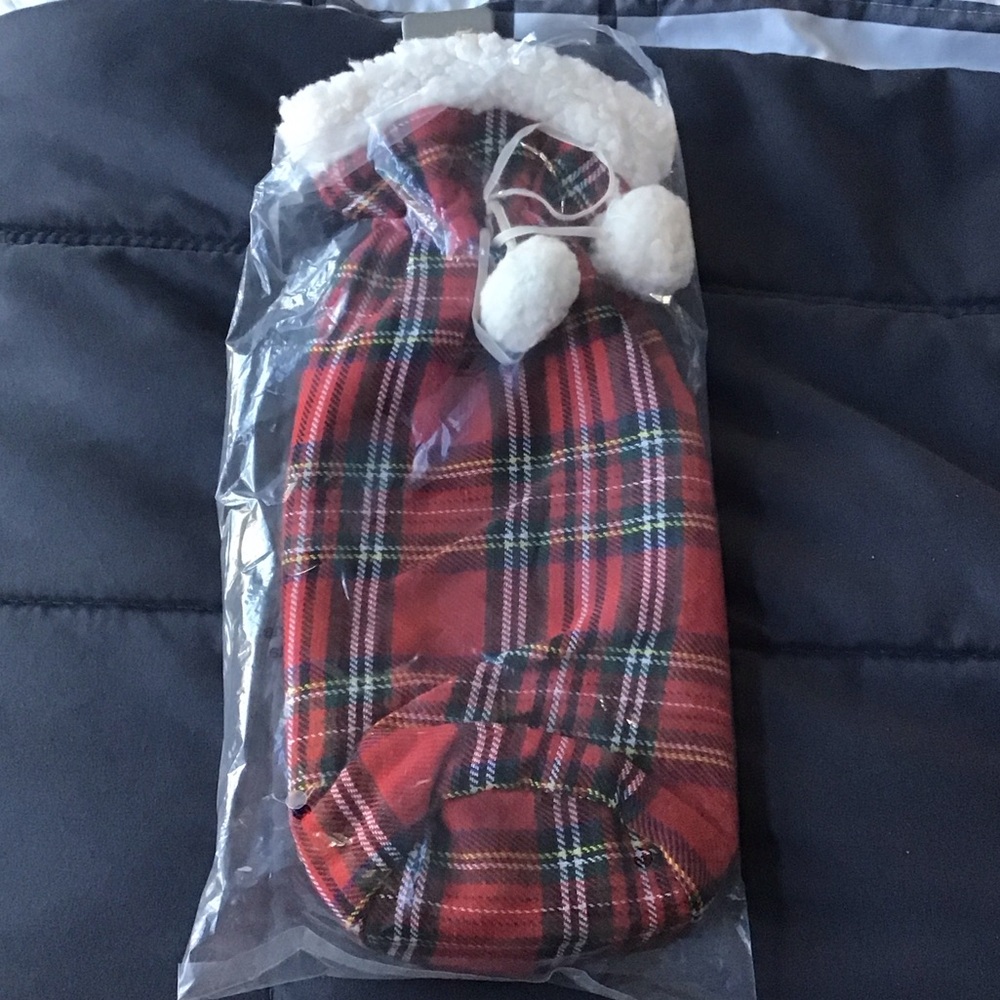 Pier 1 Red Plaid wine Coat with Faux Fur